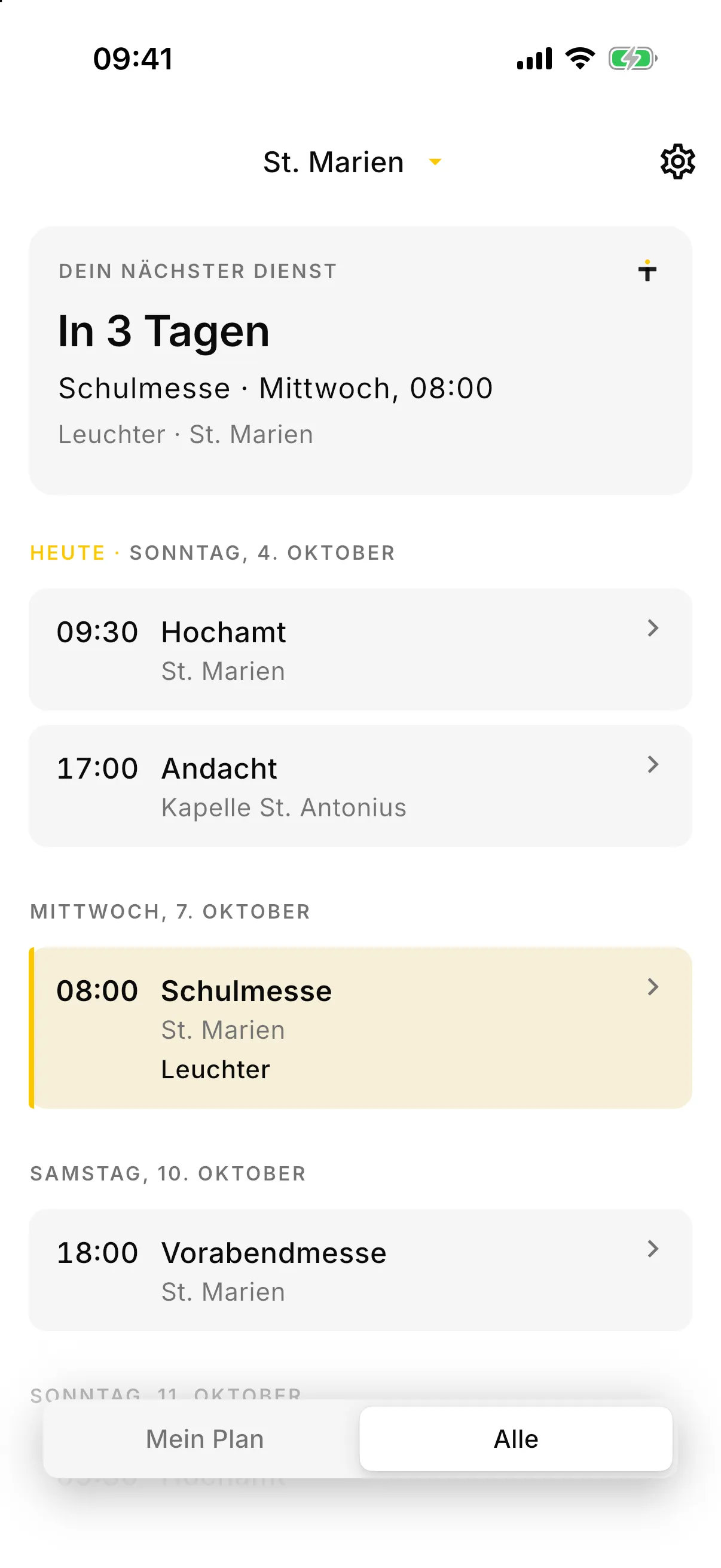 Die Turnus-App mit dem Plan einer Gemeinde